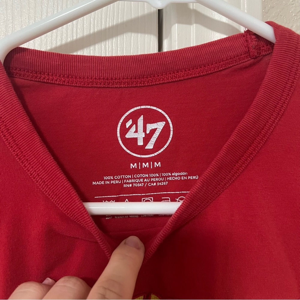 47 Red and Gold Chiefs Short Sleeve Embroidered Tee - Medium - Picture 5 of 6